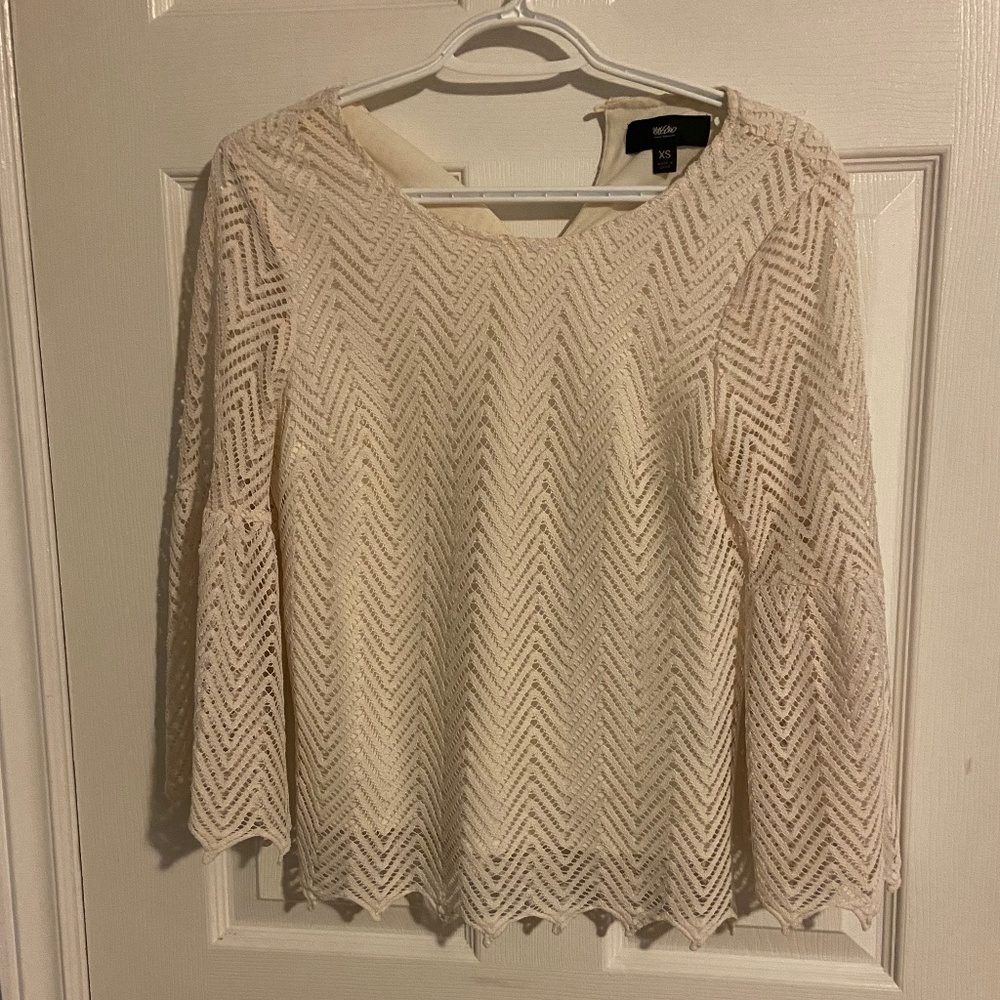 White flare sleeve blouse